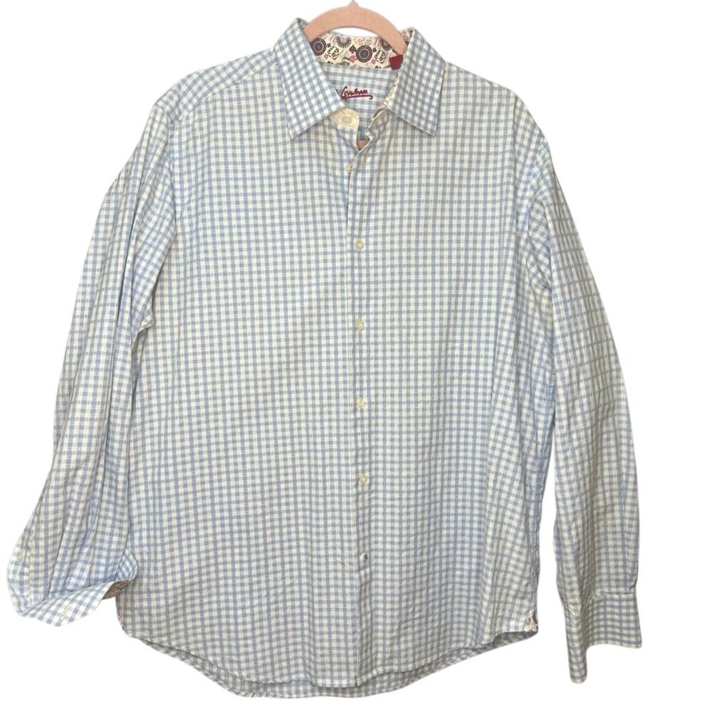 Robert Graham Plaid Long Sleeve Shirt Roll Dice Ace & Spades Print Sz L 42‎ 16.5